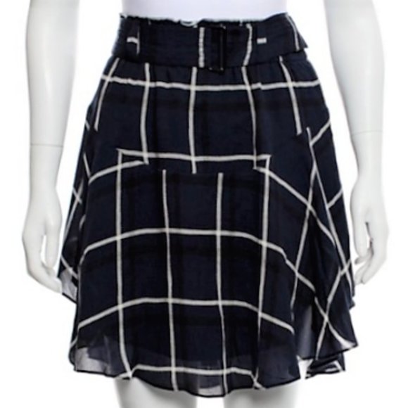 Luxury ALC Skirt Plaid Navy Black White Mini NEW 💙 Ret $395- - Picture 3 of 13